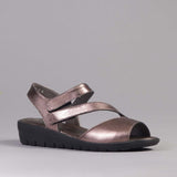 Velcro Sandal in Lead Metallic