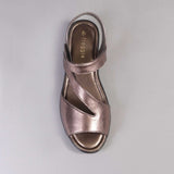 Velcro Sandal in Lead Metallic