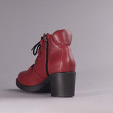 Chunky Lace-up Ankle Boot in Red - 12544