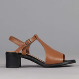 Block Heel Slingback Sandal in Tan - 12545
