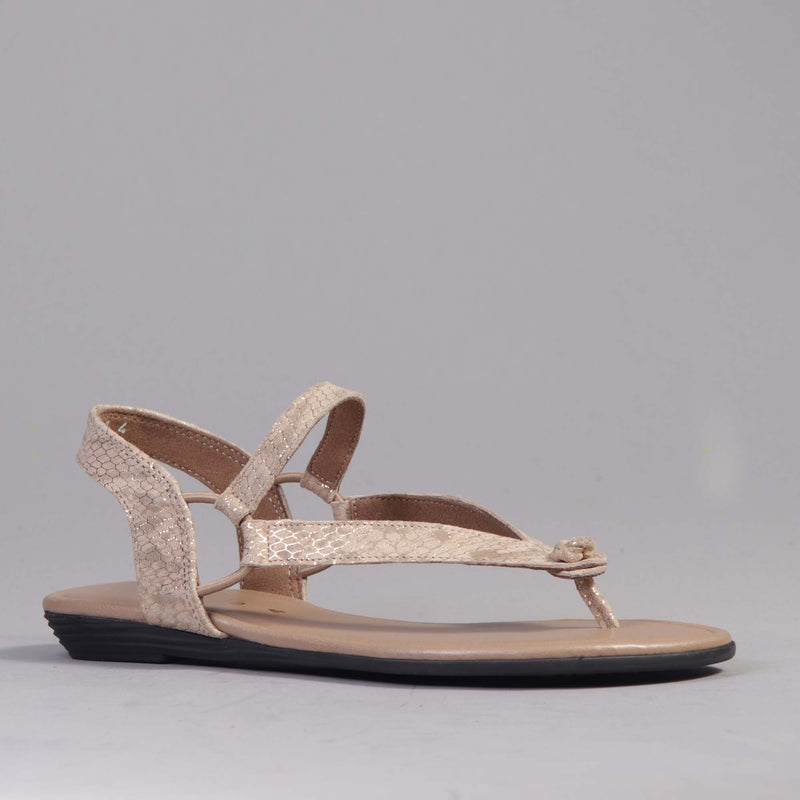 Elasticated Slingback Thong in Gold - 12548 - Froggie Shoes