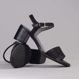 Block Heel Sandal in Black - 12549 - Froggie Shoes