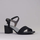 Block Heel Sandal in Black - 12549
