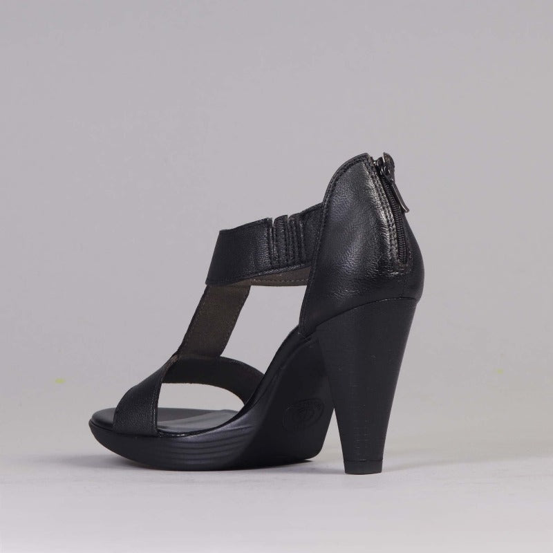 T-Bar High Heel Sandal in Black - 12552 - Froggie Shoes