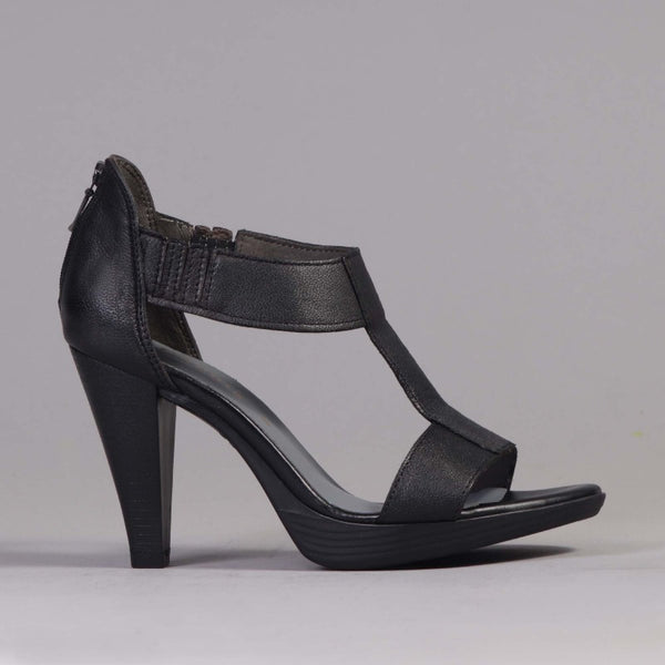 T-Bar High Heel Sandal in Black - 12552 - Froggie Shoes