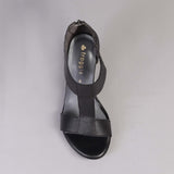 T-Bar High Heel Sandal in Black - 12552