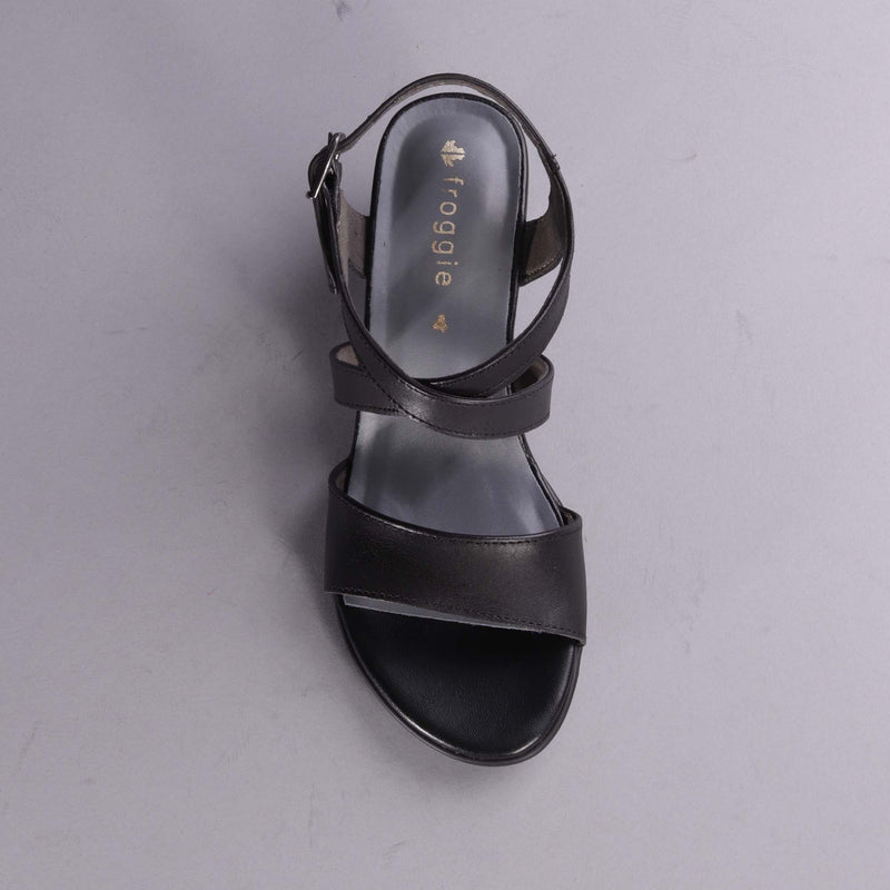Mid Heel Sandal in Black - 12553 - Froggie Shoes