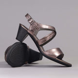 Mid Heel Sandal in Lead Metallic - 12553 - Froggie Shoes