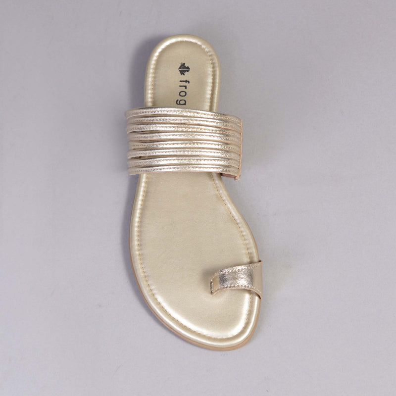 Flat strappy thong sandals in Gold - 12559 - Froggie Shoes