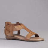 T-Bar Flat Sandal in Saddle - 12563