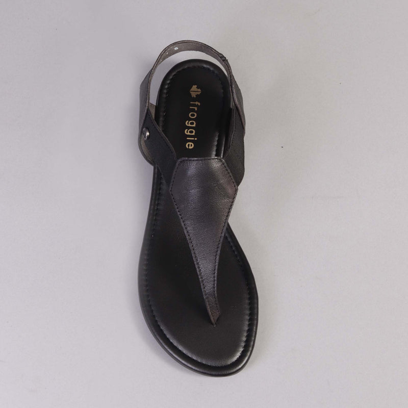 Elasticated Slingback Sandal in Black - 12569