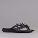 Flower thong sandal in Black - 12573