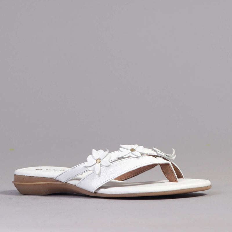 Flower thong sandal in white - 12573