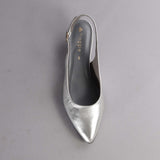 Slingback Kitten Heel in Silver- 12576