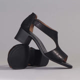 Block Heel T-Bar in Black - 12580 - Froggie Shoes