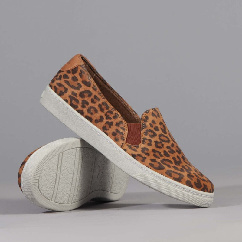 Sneaker with Removable Footbed in Tan Leopard