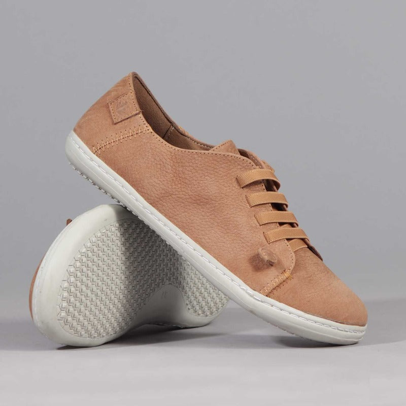 Lace-up Barefoot Shoe with Removable Footbed in Tobacco