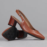 Froggie Pointed Block Heel Slingback Sandal in chestnut - 12613 Froggie Shoes