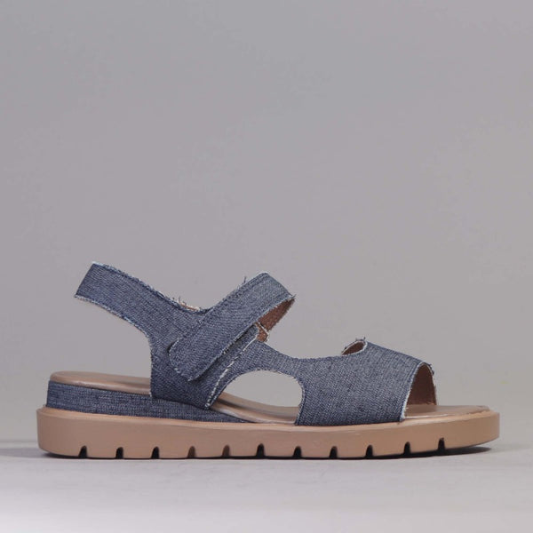Slingback Wedge Sandal in Denim - 12614 - Froggie Shoes