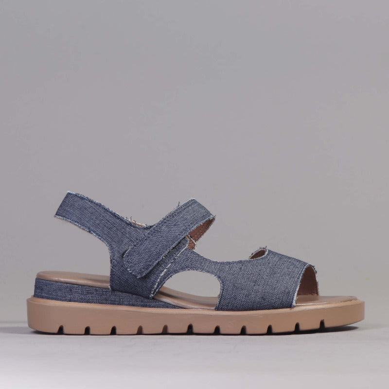 Slingback Wedge Sandal in Denim - 12614