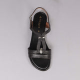 Slingback Flat Sandal in Black - 12617 - Froggie Shoes