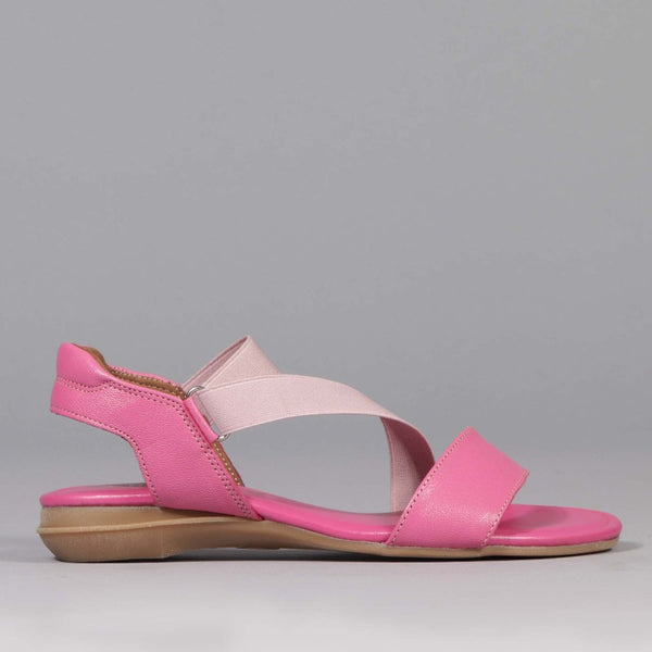 Elasticated Slingback Sandal in Hot Pink - 12618