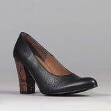 Pointed Court Shoes with Block High Heel in Black Multi