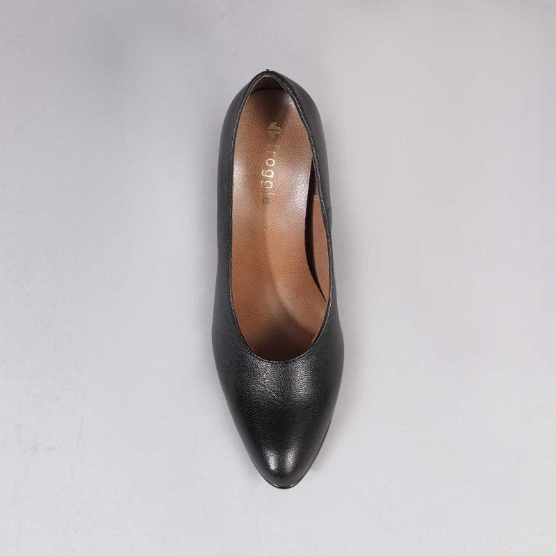 Pointed Court Shoes with Block High Heel in Black Multi