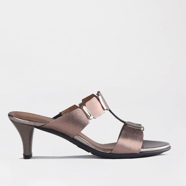 Froggie Shoes Shoes 4 / Lead Metallic / 12886 Mid-Heel H-bar Sandal in Lead Metallic - 12923