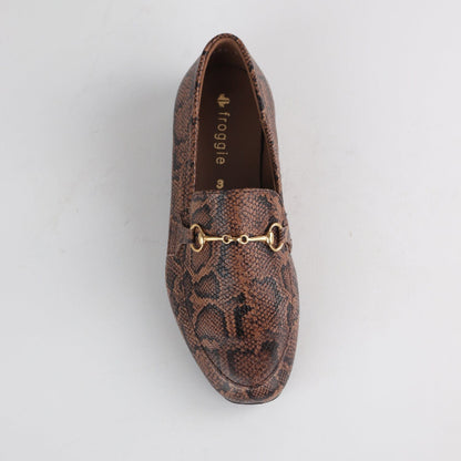 Froggie Shoes Shoes Loafer with Gold Trim in Saddle - 12451