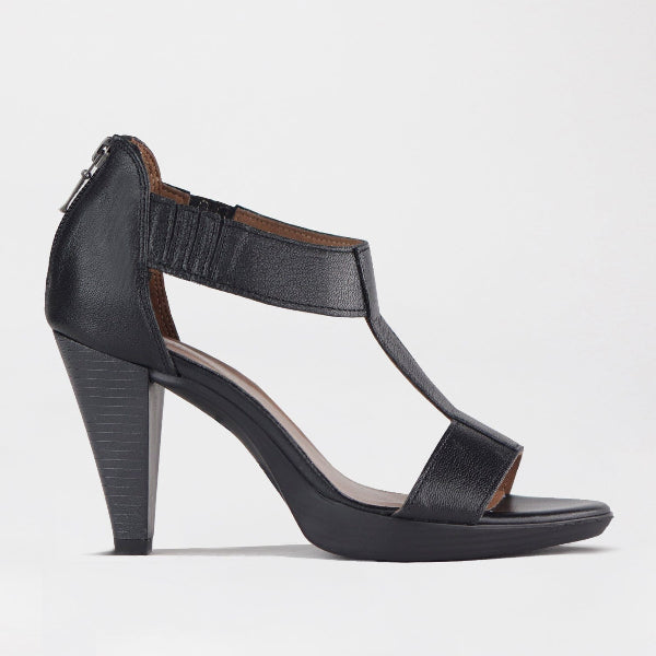 Factory Shop Shoes 3 / Black / 12552 T-Bar High Heel Sandal in Black - 12552