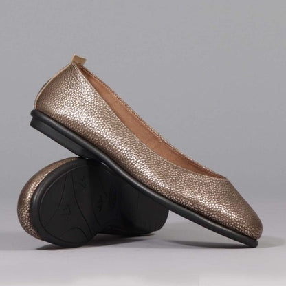 Factory Shop Shoes Flat Pump in Lead Metallic - 12546