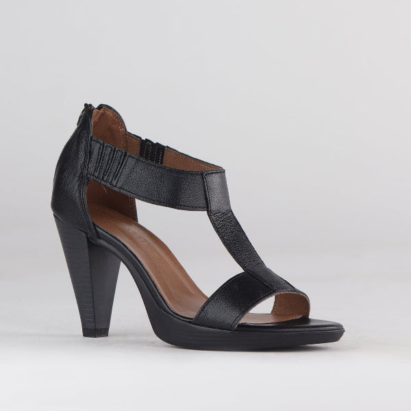 Factory Shop Shoes T-Bar High Heel Sandal in Black - 12552