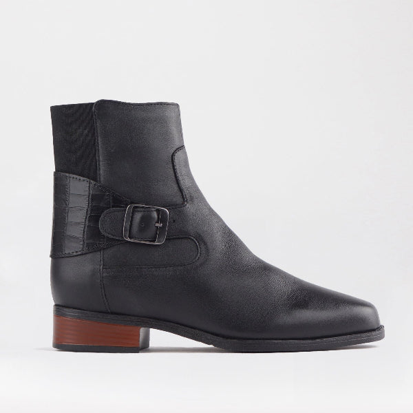 Froggie Shoes Shoes 3 / Black Multi / 12605 Flat Ankle Boot with Elastic in Black - 12605