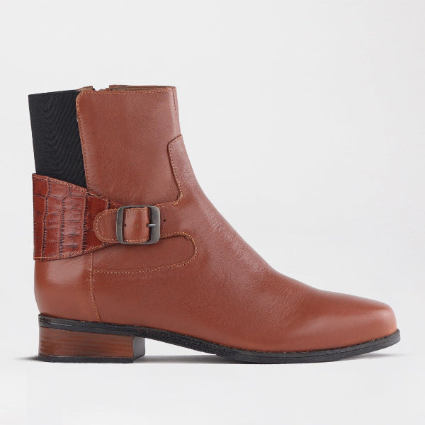 Froggie Shoes Shoes 3 / Chestnut Multi / 12605 Flat Ankle Boot with Elastic in Chestnut - 12605