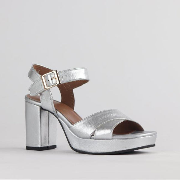 Froggie Shoes Shoes High Heel Platform Sandal in Sliver - 12676