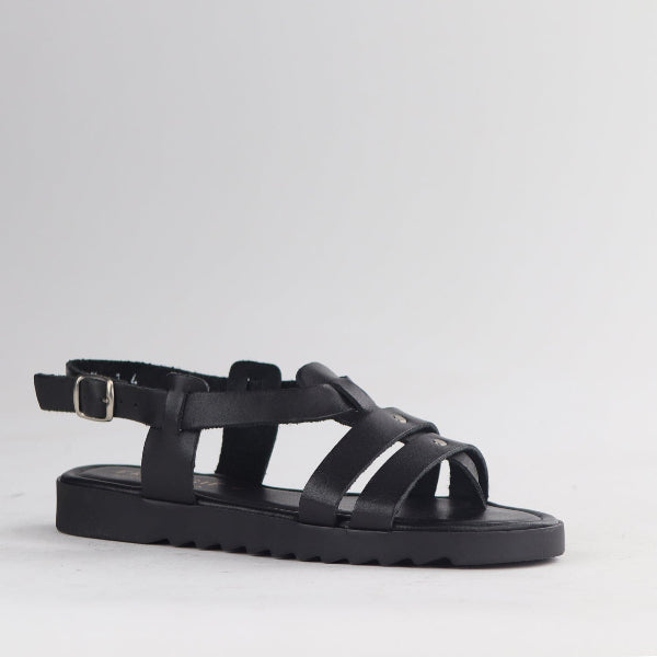 Factory Shop Shoes Unlined Slingback Leather Sandal in Black - 12928