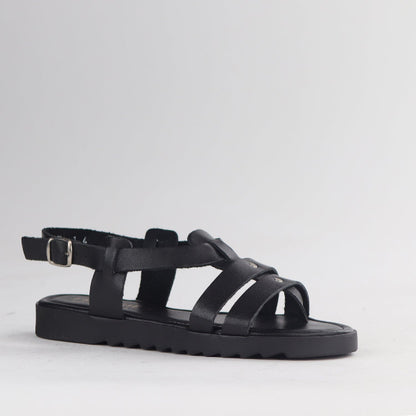 Factory Shop Shoes Unlined Slingback Leather Sandal in Black - 12928