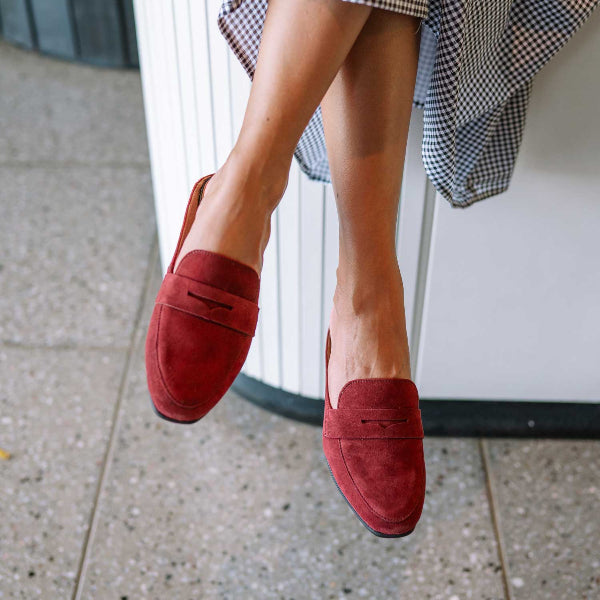 Froggie Shoes Shoes Open back Loafer in Burgandy - 12974