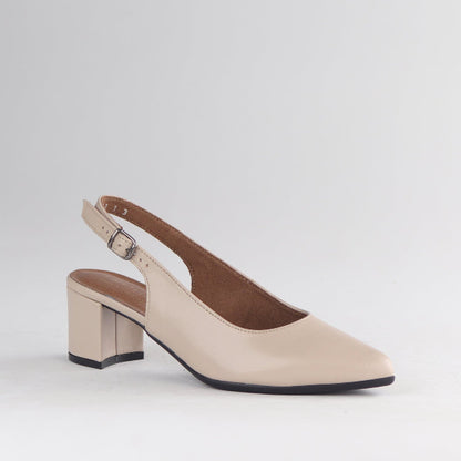 Froggie Shoes Shoes Slingback Block Heel Sandal in Ivory - 12613