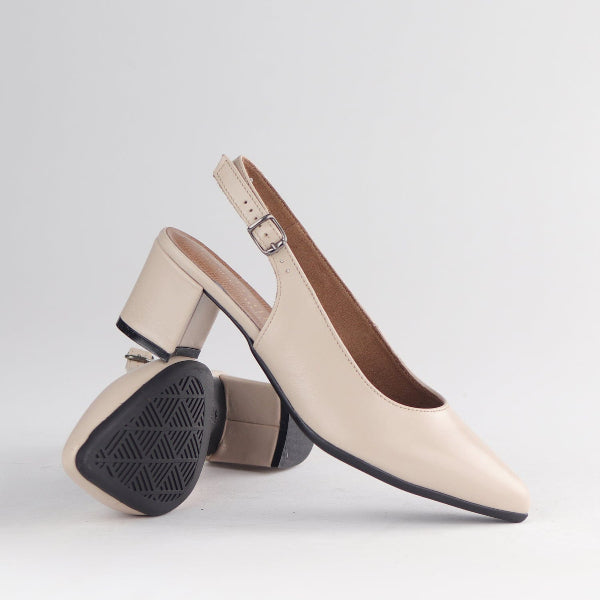 Froggie Shoes Shoes Slingback Block Heel Sandal in Ivory - 12613