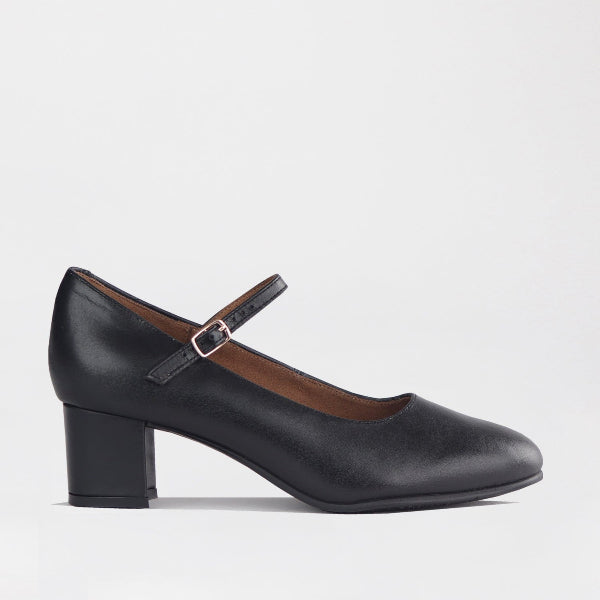 Women's Leather Mary Jane Court – 50mm Block Heel Comfort