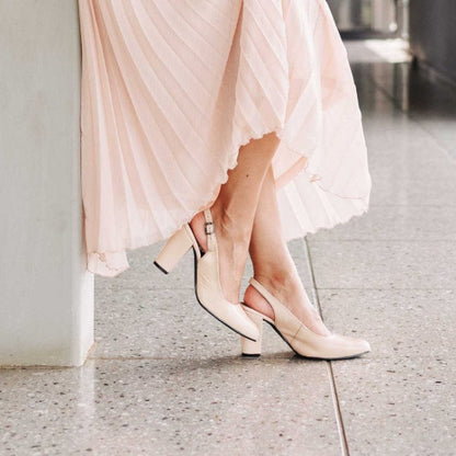 Froggie Shoes Shoes Block Heel Slingback in Ivory - 12790