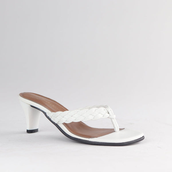 Froggie Shoes Shoes Braided Mule Heeled Sandals in White -12969
