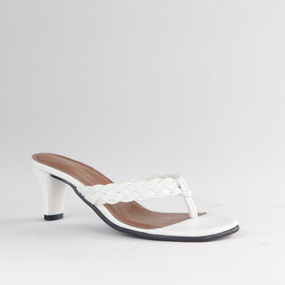 Froggie Shoes Shoes Braided Mule Heeled Sandals in White -12969