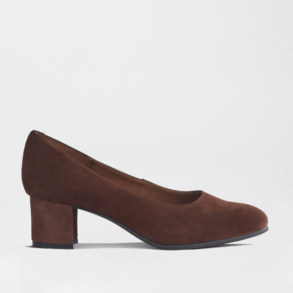 Froggie Shoes Shoes 3 / Brown / 12985 Block Heel Court Shoe in Brown Suede - 12985