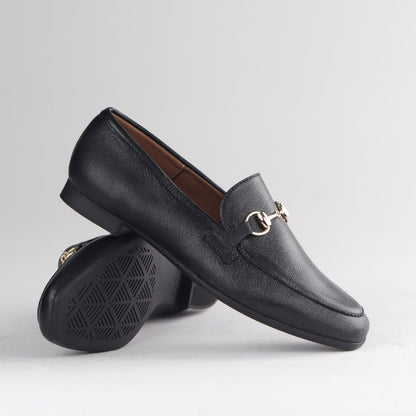 Froggie Shoes Shoes Closed Loafer with gold trim in Black - 12976