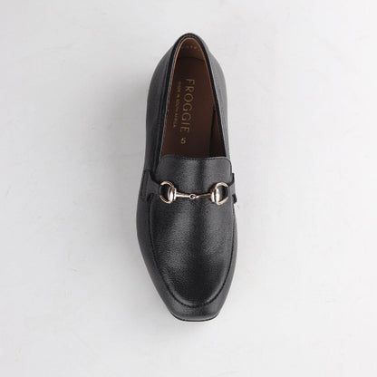 Froggie Shoes Shoes Closed Loafer with gold trim in Black - 12976