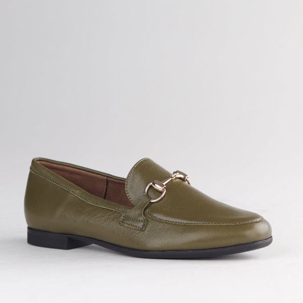 Froggie Shoes Shoes Closed Loafer with gold trim in Olive - 12976