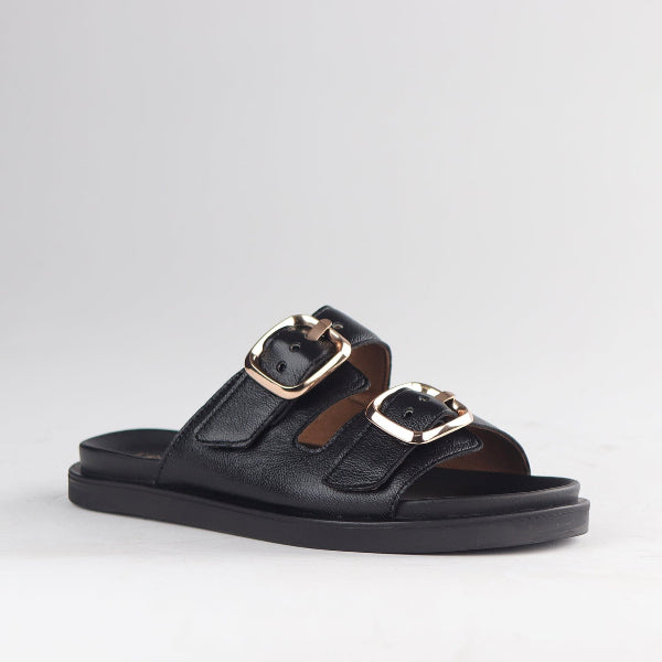 Froggie Shoes Shoes Double Buckle Slide in Black - 12681
